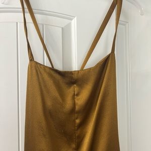 Lou & Grey Satin Wide Leg Gold Jumpsuit